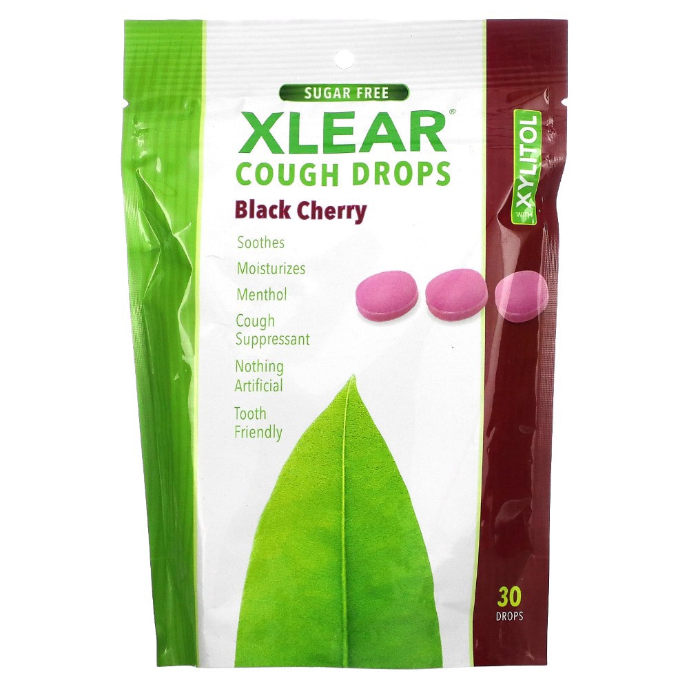 slide 1 of 1, Xlear Sugar Free Cough Drops Black Cherry, 30 ct