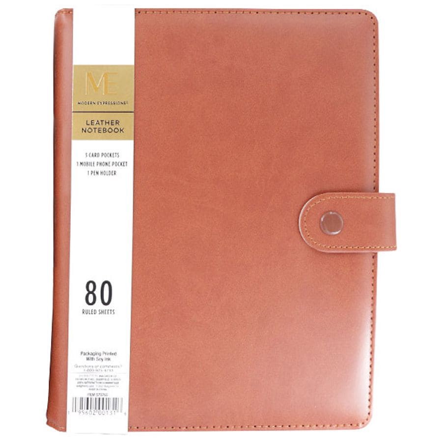 slide 1 of 2, Modern Expressions Leather Notebook, 6.3x1.57x8.66in, 1 ct