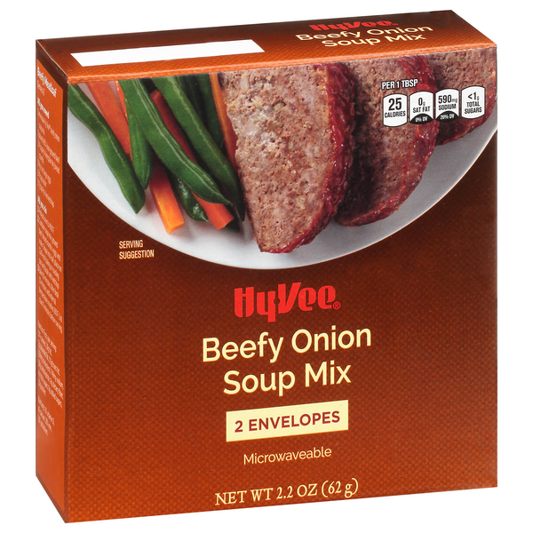 slide 1 of 1, Hy-vee Beefy Onion Soup Mix, 2 ct; 2.2 oz