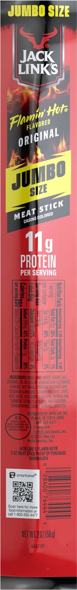 slide 3 of 10, Jack Link's Original Meat Stick Flamin' Hot Flavored 2 Oz, 2 oz