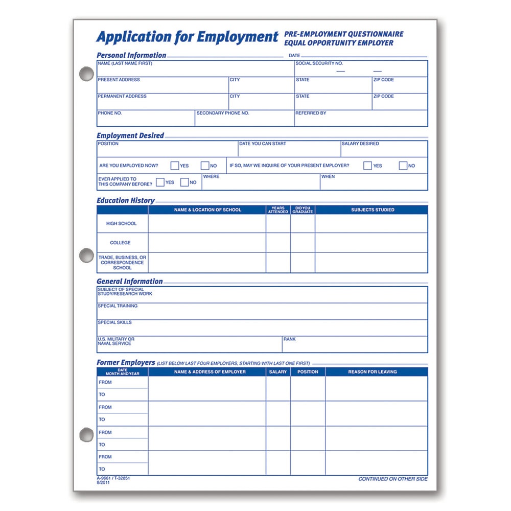 slide 1 of 1, Adams Application For Employment, 1 ct