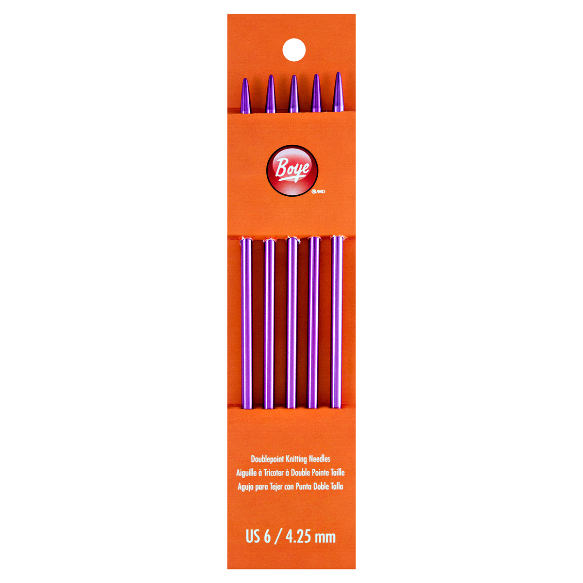 slide 1 of 1, Boye Double Point Aluminum Knitting Needles 7" Size 6, 5 ct