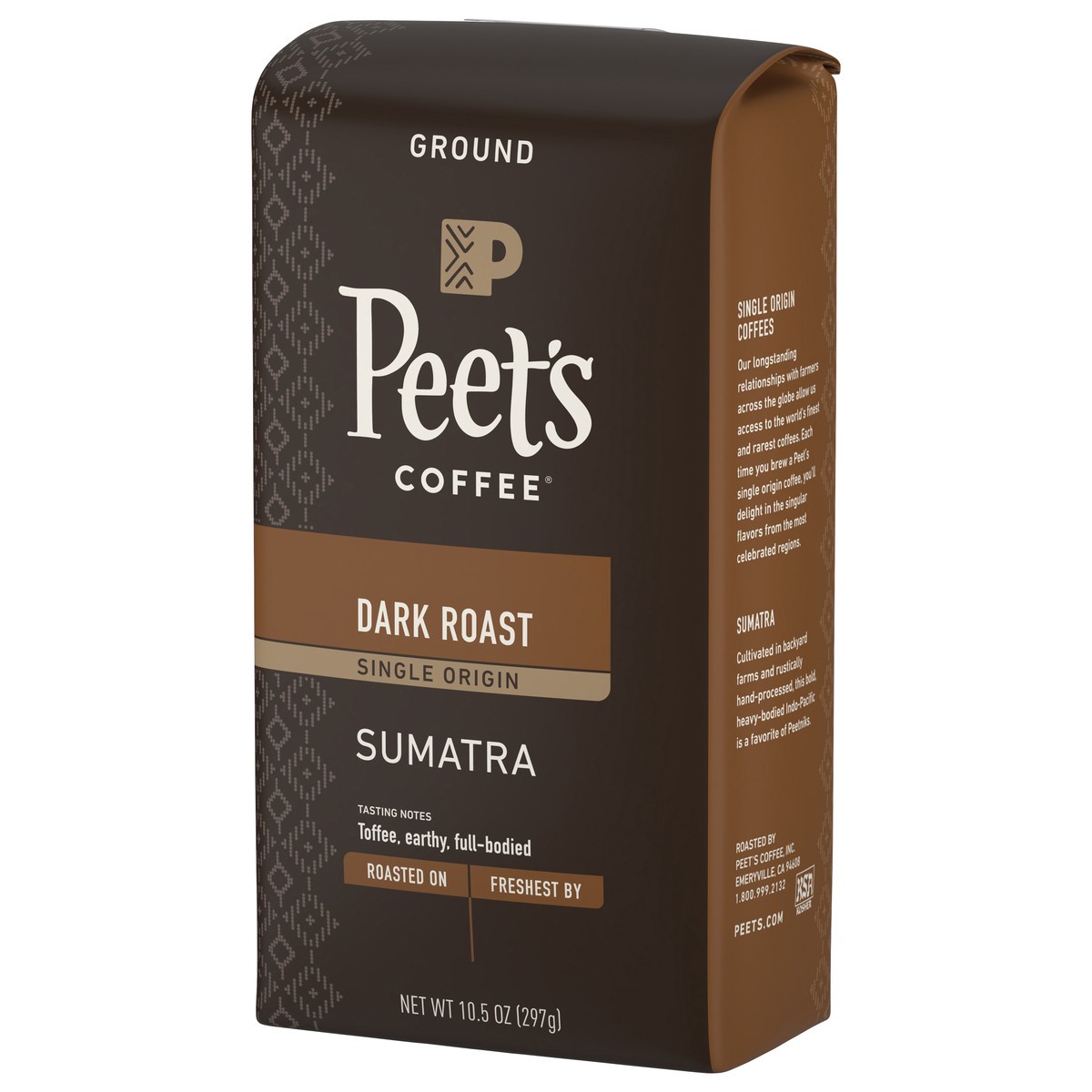 slide 7 of 9, Peet's Coffee, Single Origin Sumatra Dark Roast Ground Coffee - 10.5oz Bag, 10.50 oz