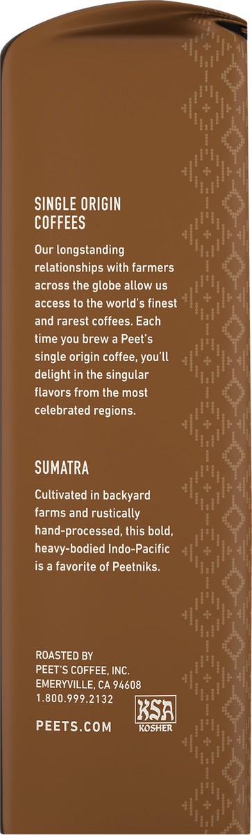 slide 8 of 9, Peet's Coffee, Single Origin Sumatra Dark Roast Ground Coffee - 10.5oz Bag, 10.50 oz