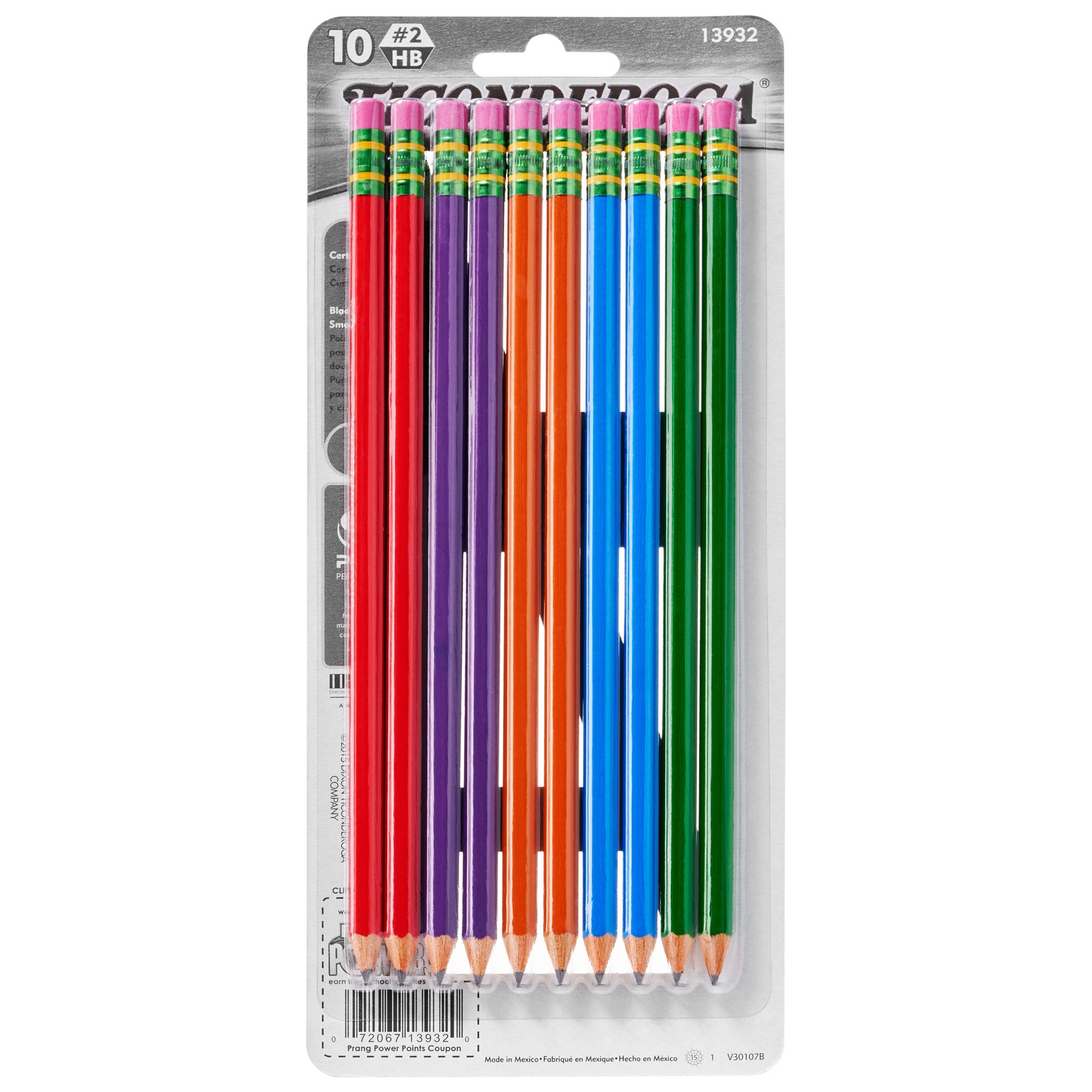 slide 4 of 5, Ticonderoga  Wooden Pencils, Pre-Sharpened, Assorted Colors, 10 Ct, 10 ct