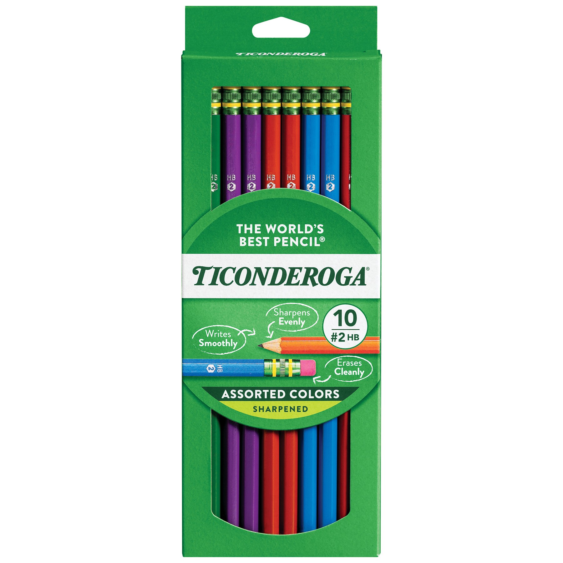 slide 1 of 5, Ticonderoga  Wooden Pencils, Pre-Sharpened, Assorted Colors, 10 Ct, 10 ct