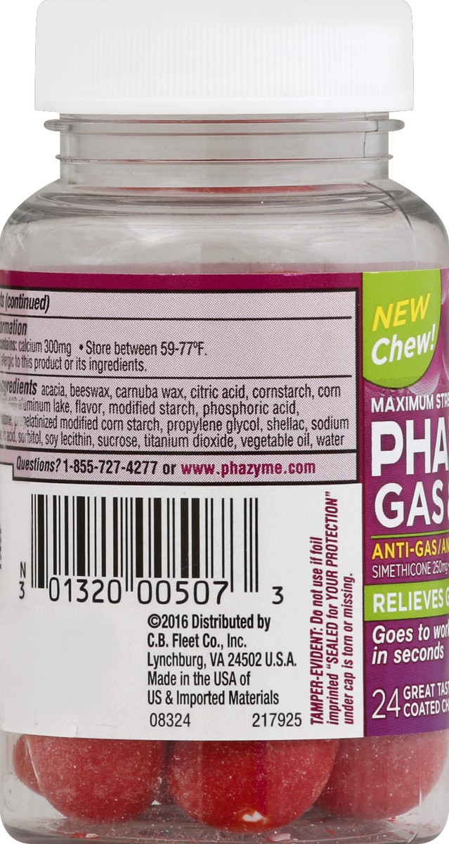 slide 5 of 5, Phazyme Maximum Strength Gas & Acid Relief, Works Fast, Cherry Flavor, 24 Chews, 24 ct