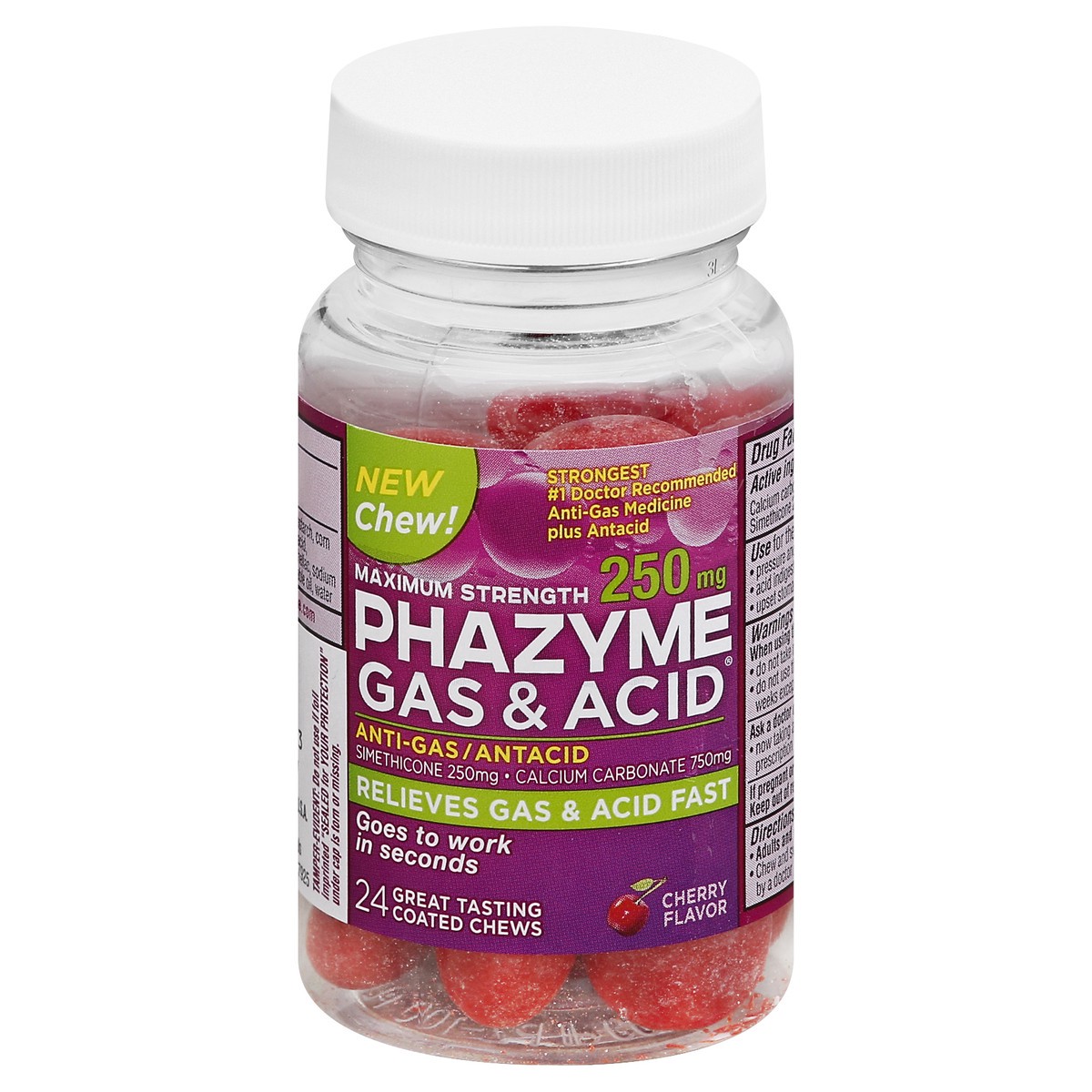 slide 3 of 5, Phazyme Maximum Strength Gas & Acid Relief, Works Fast, Cherry Flavor, 24 Chews, 24 ct