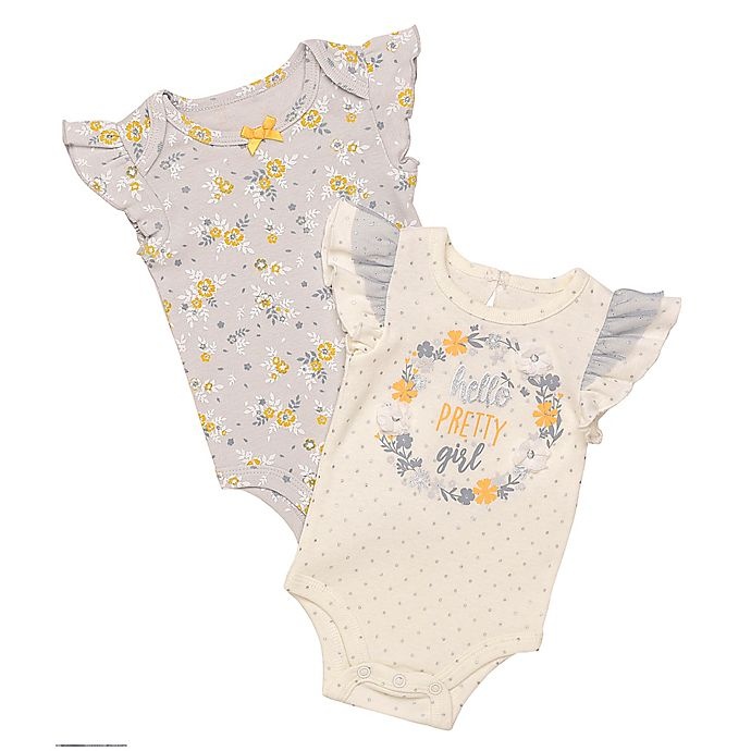 slide 1 of 1, Baby Starters Newborn Hello and Fern Short Sleeve Bodysuits - Ivory, 2 ct