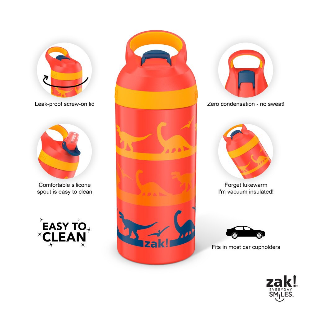 slide 4 of 4, Zak! Designs Dinomite Stainless Steel Double Walled Water Bottle, 1 ct