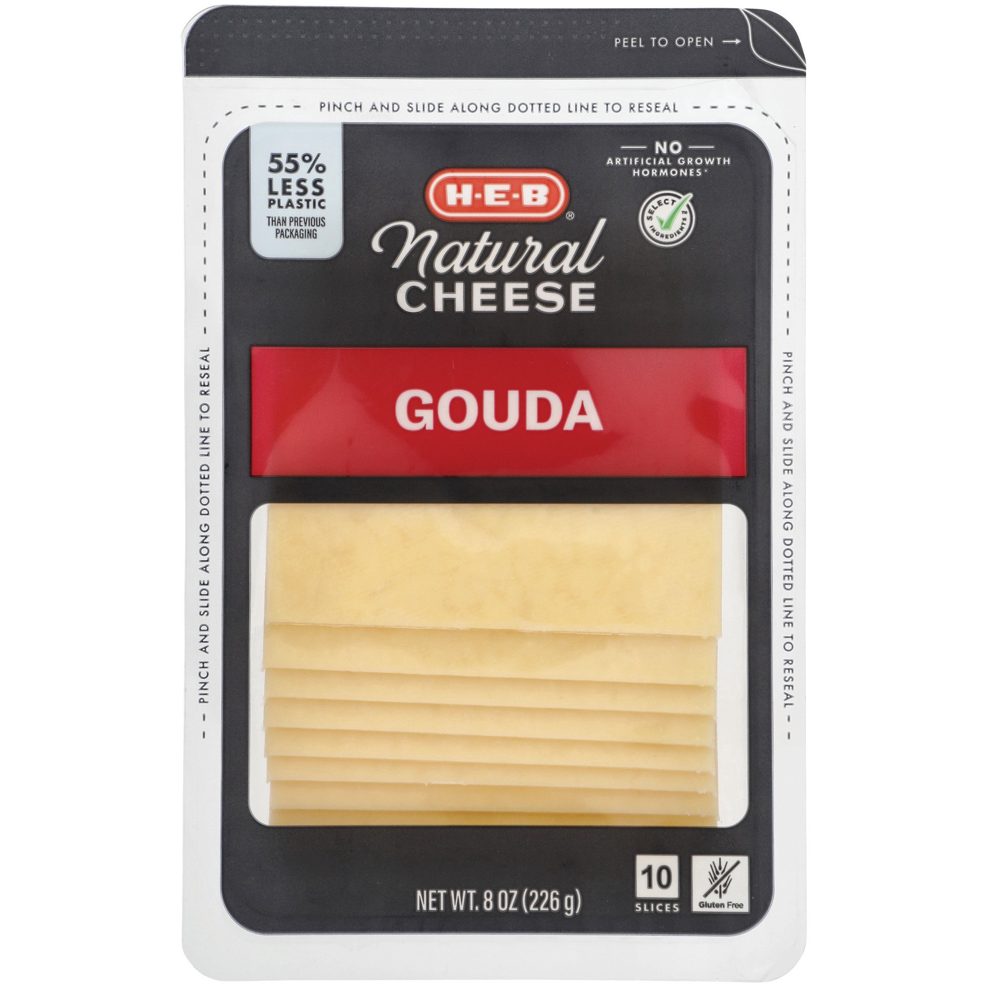 slide 1 of 1, H-E-B Gouda Sliced Cheese, 8 oz