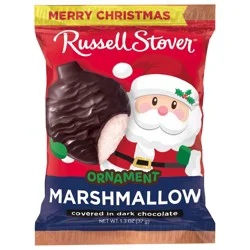 RUSSELL STOVER Christmas Dark Chocolate Marshmallow Candy Ornament, 1.3 oz.