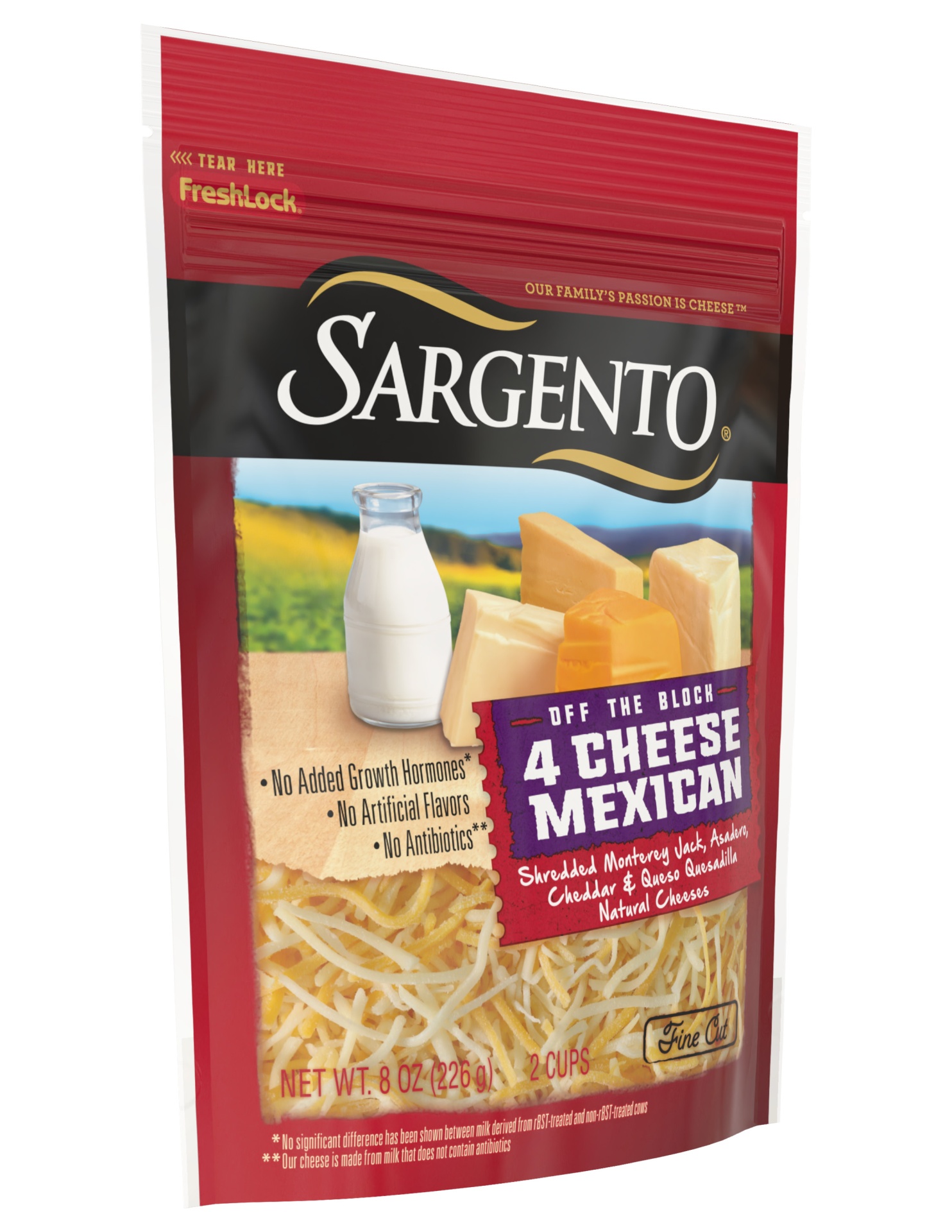 slide 3 of 7, Sargento Off The Block Four Cheese - Mexican Shredded & Fine Cut, 8 oz