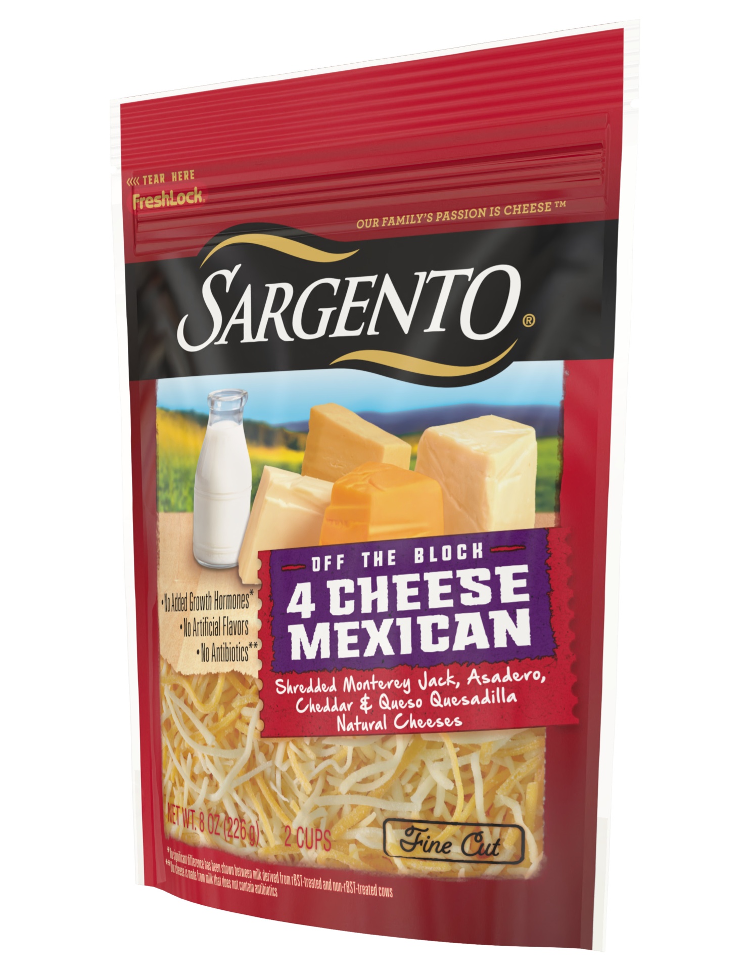 slide 4 of 7, Sargento Off The Block Four Cheese - Mexican Shredded & Fine Cut, 8 oz