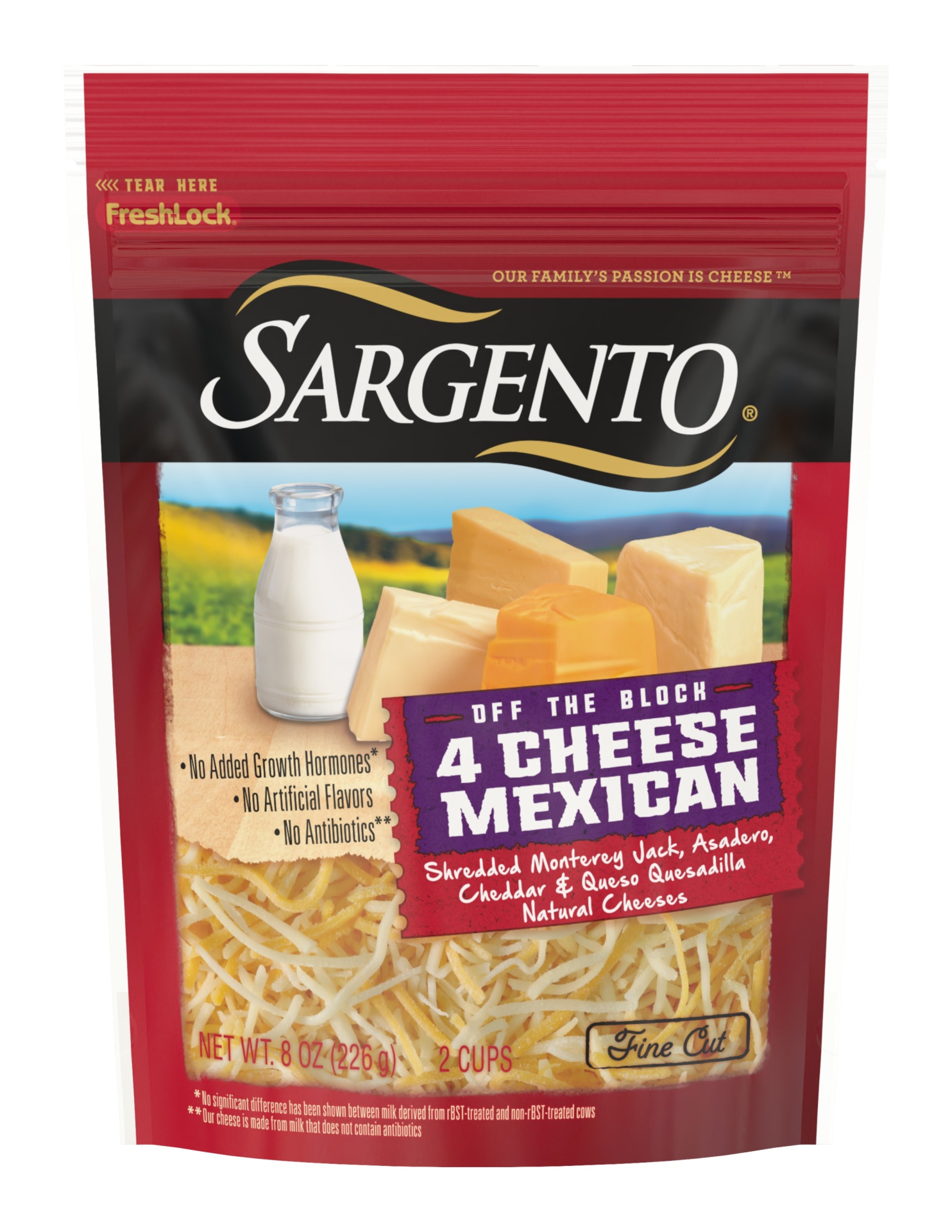 slide 1 of 7, Sargento Off The Block Four Cheese - Mexican Shredded & Fine Cut, 8 oz