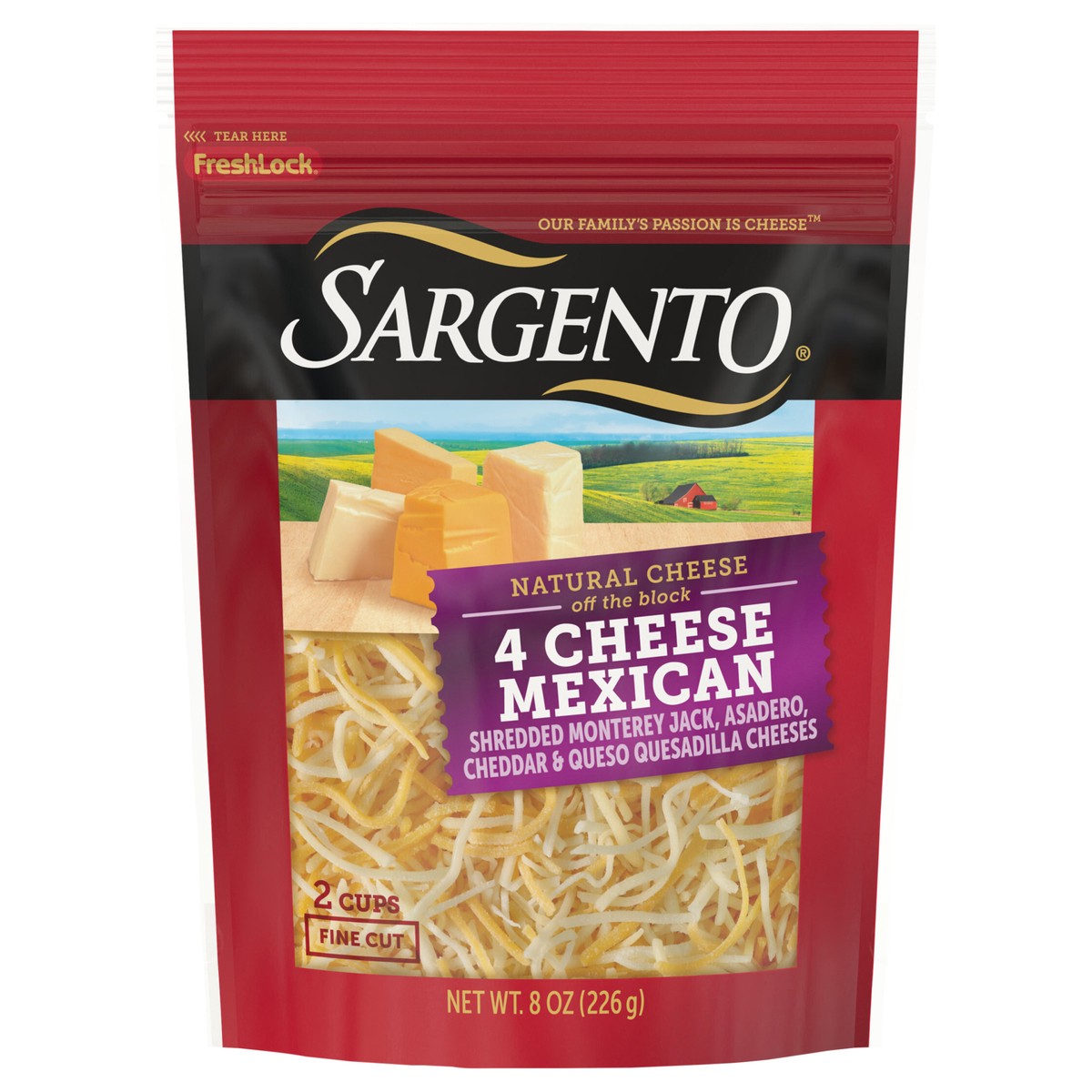 slide 1 of 23, Sargento Shredded 4 Cheese Mexican Natural Cheese, Fine Cut, 8 oz., 8 oz