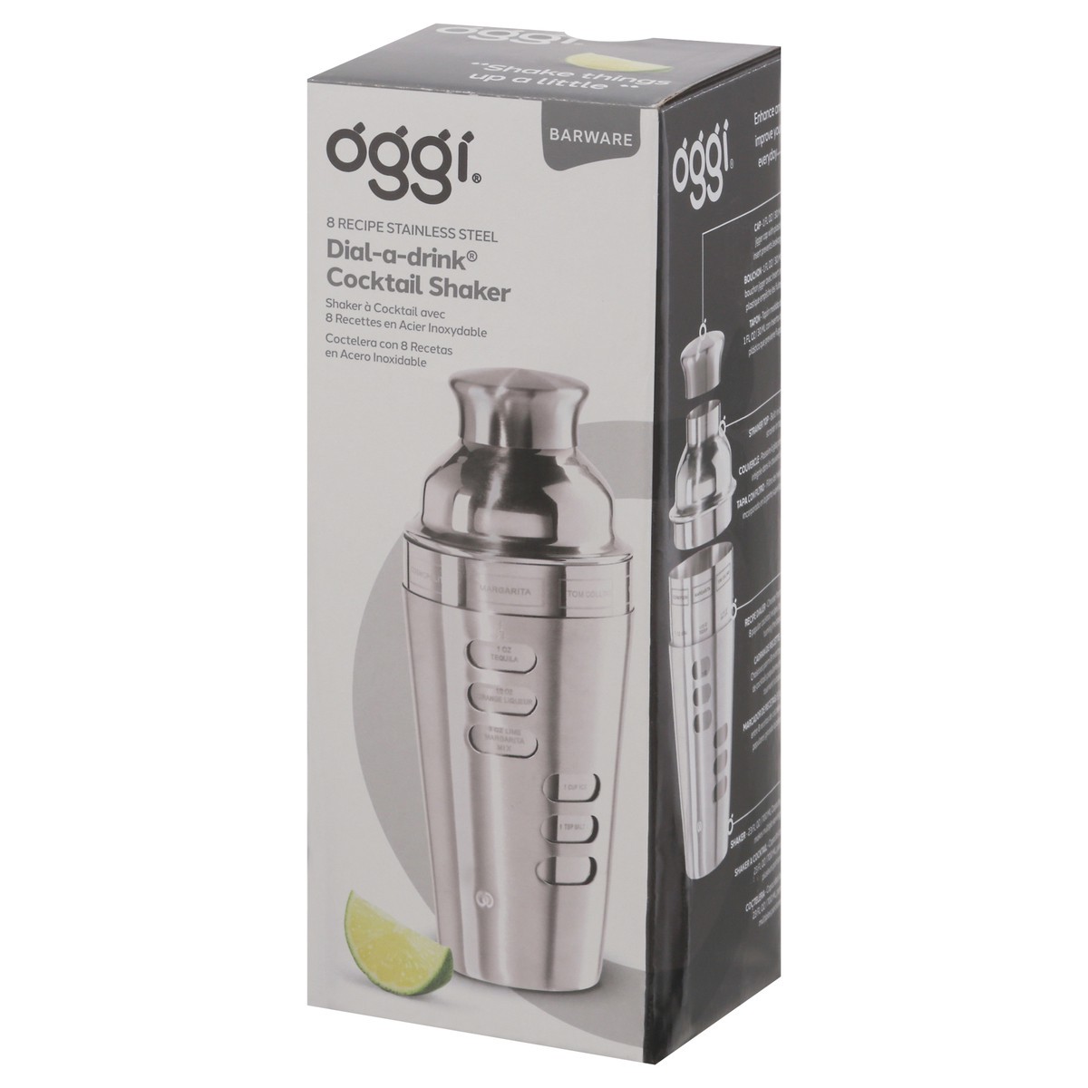 slide 3 of 12, Oggi Dial-a-Drink 8 Recipe Barware Stainless Steel Cocktail Shaker 1 ea, 1 ct