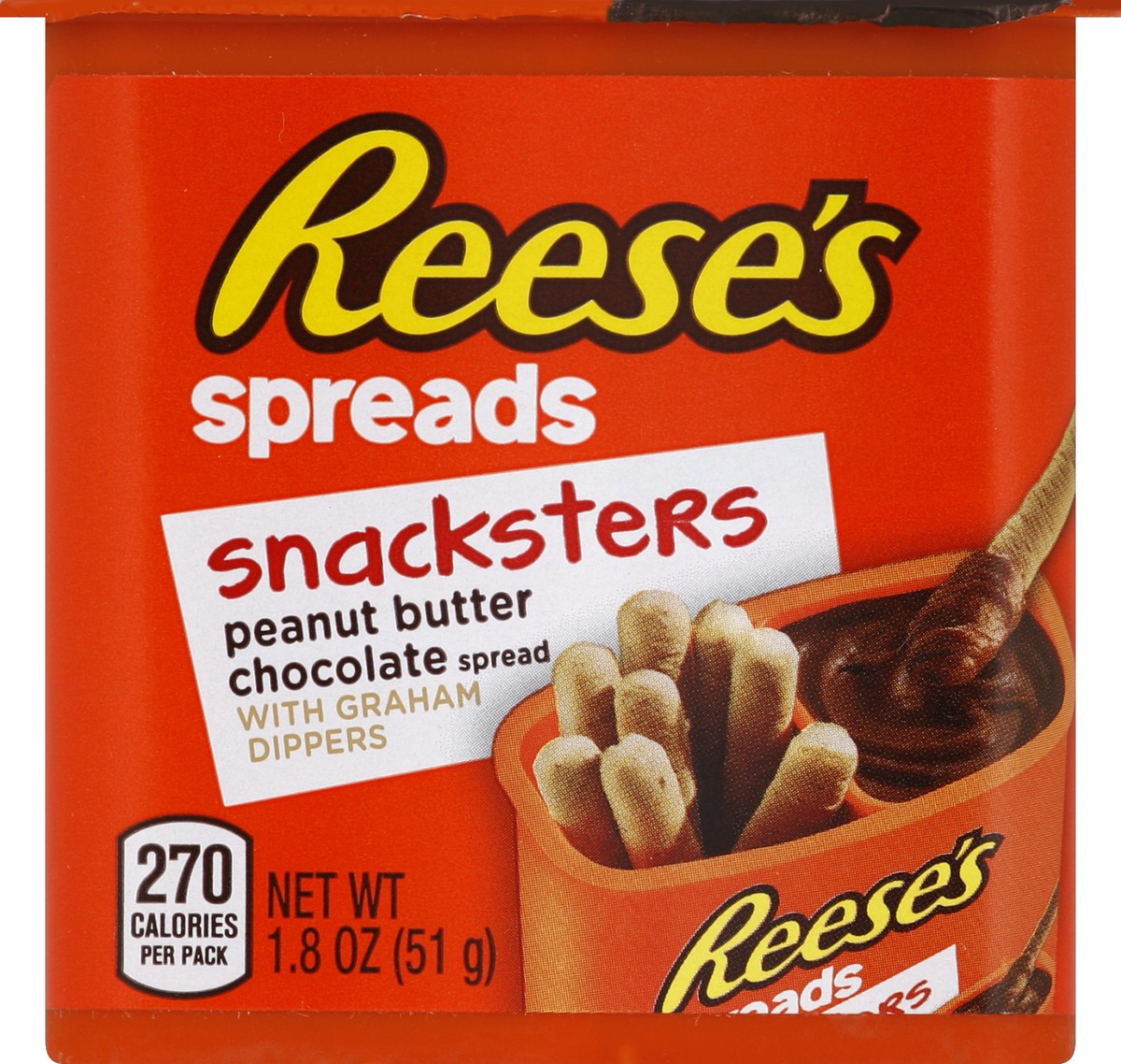 slide 4 of 4, Reese's Spreads Peanut Butter Chocolate With Graham Dippers Snacksters, 1.8 oz