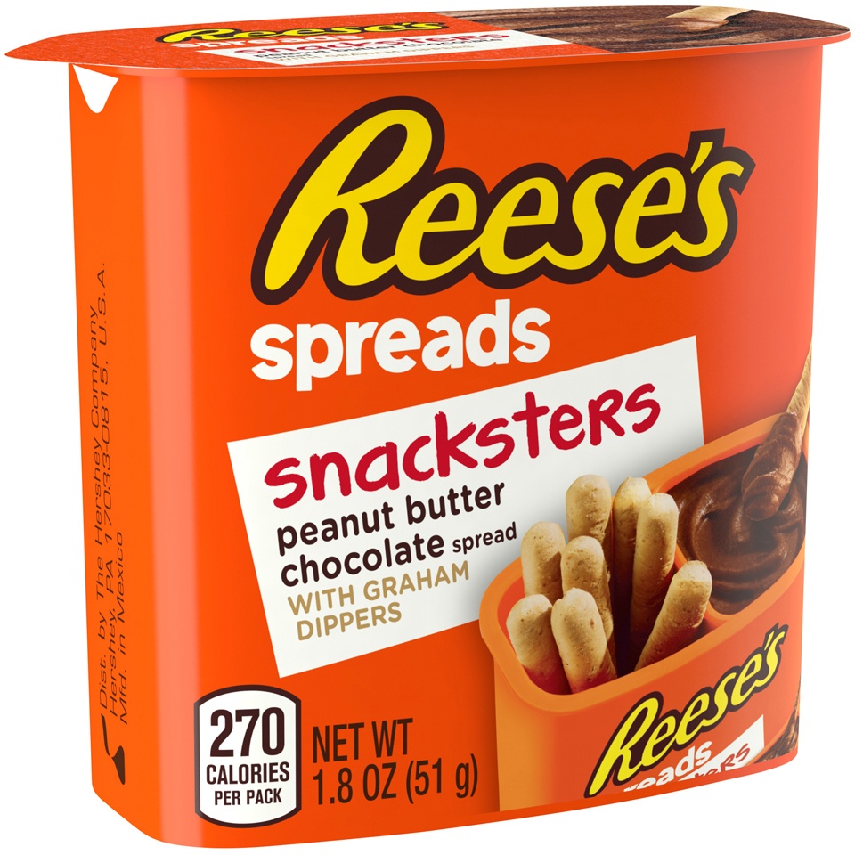 slide 1 of 4, Reese's Spreads Peanut Butter Chocolate With Graham Dippers Snacksters, 1.8 oz