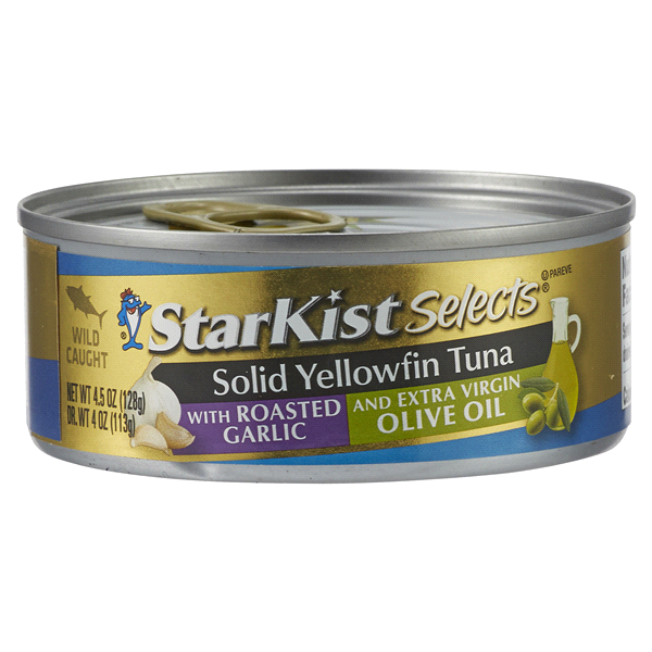 slide 1 of 1, StarKist Selects Yellowfin Roasted Garlic Marinated Tuna in Virgin Olive Oil, 4.5 oz