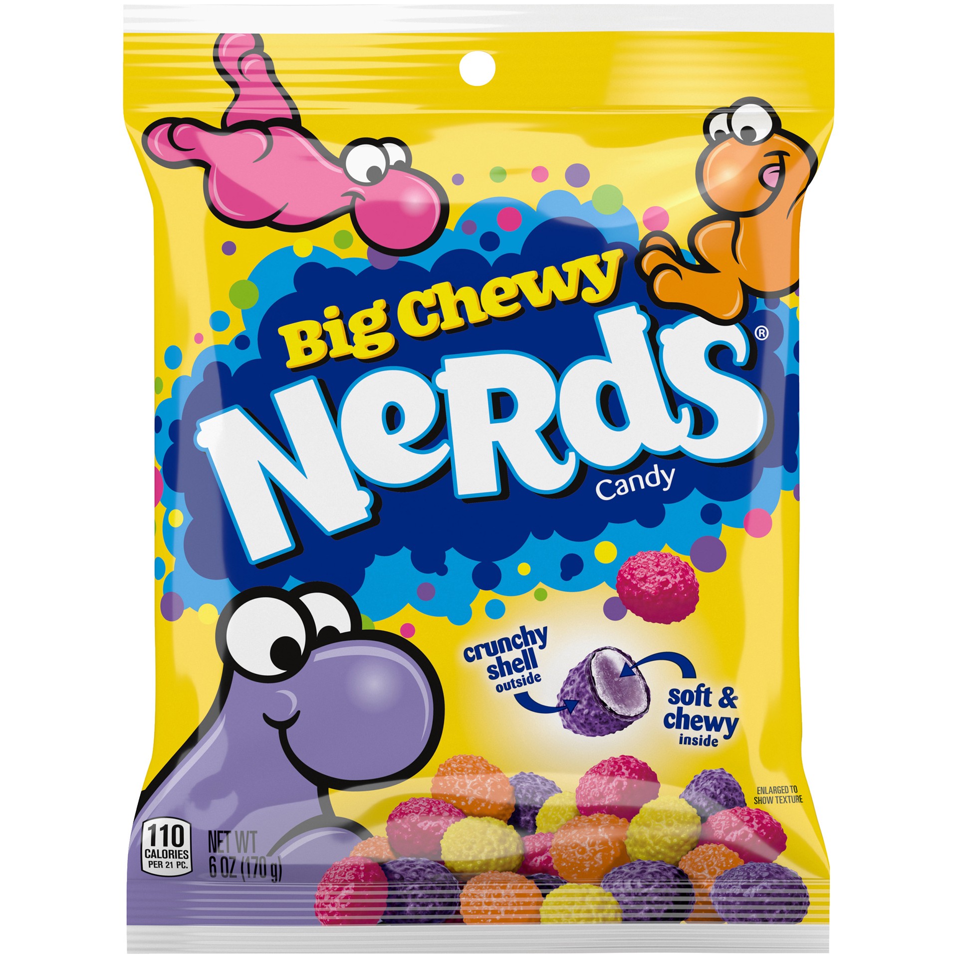 slide 1 of 5, Big Chewy Nerds Candies 6 Ounce Peg Bag, 6 oz