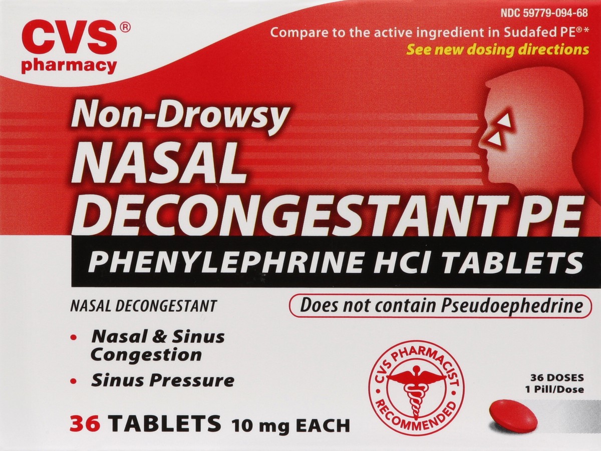 slide 1 of 1, CVS Pharmacy Nasal Decongestant PE 36 ea, 36 ct