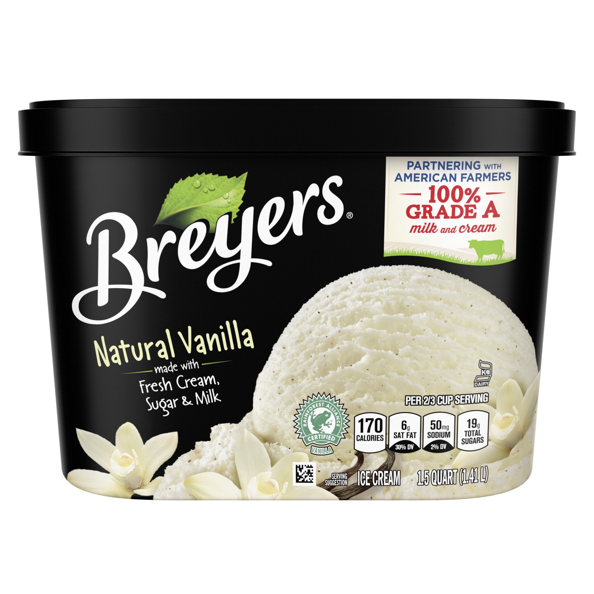 slide 3 of 4, Breyers Classics Ice Cream Natural Vanilla, 48 oz, 1.50 qt