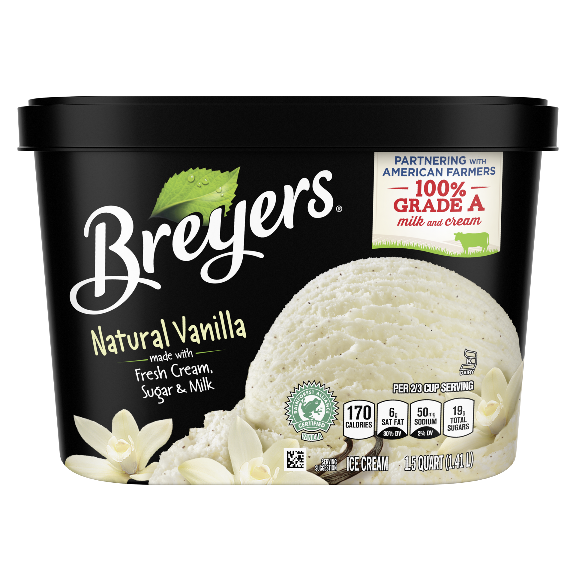 slide 2 of 4, Breyers Classics Ice Cream Natural Vanilla, 48 oz, 1.50 qt