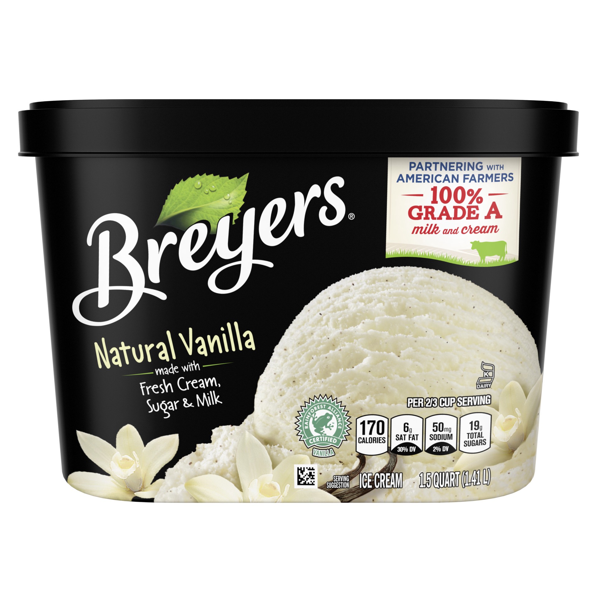 slide 1 of 4, Breyers Classics Ice Cream Natural Vanilla, 48 oz, 1.50 qt