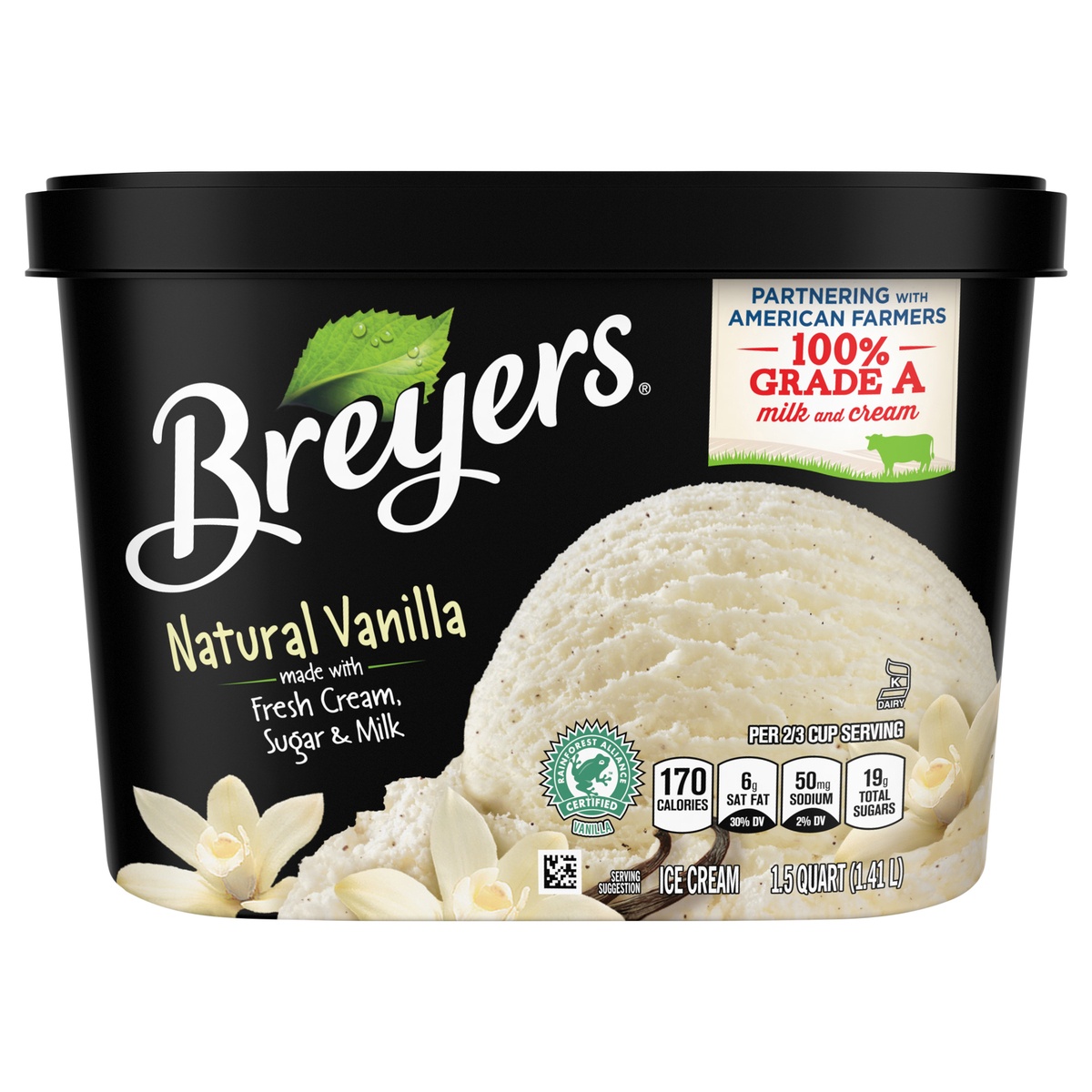 slide 1 of 1, Breyer's Original Ice Cream Natural Vanilla, 48 oz