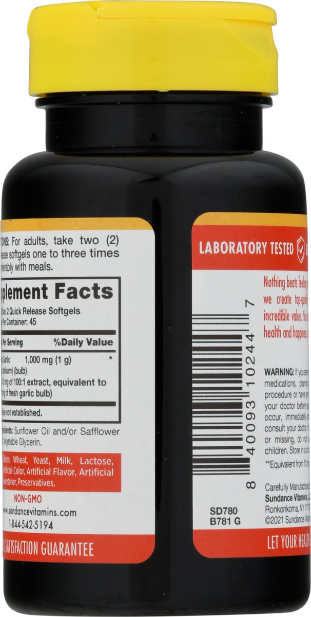 slide 4 of 9, Sundance Vitamins 1000 mg Odorless Garlic Softgels 90 ea, 90 ct