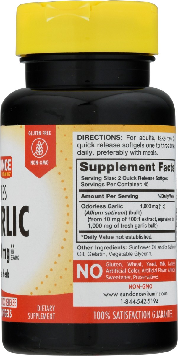 slide 7 of 9, Sundance Vitamins 1000 mg Odorless Garlic Softgels 90 ea, 90 ct