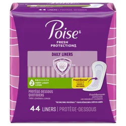 Poise Daily Liners, Incontinence Panty Liners, 2 Drop Very Light Absorbency, Long Length, 44 Count of Pantiliners