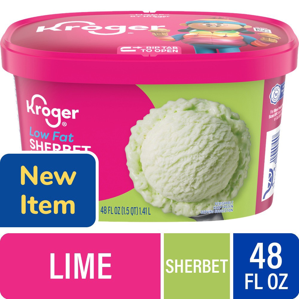 slide 1 of 1, Kroger® Low Fat Lime Sherbet, 48 fl oz