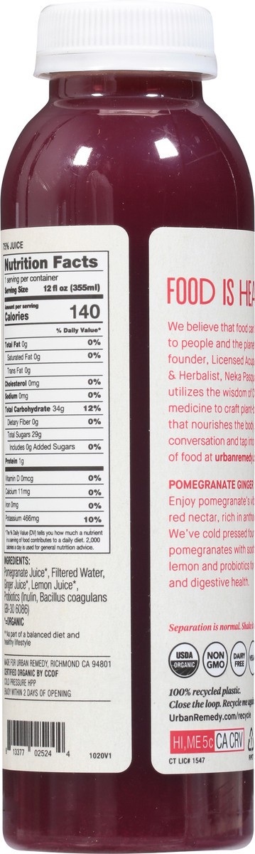 slide 3 of 11, Urban Remedy Pomegranate Ginger With Probiotics- 12 oz, 12 fl oz