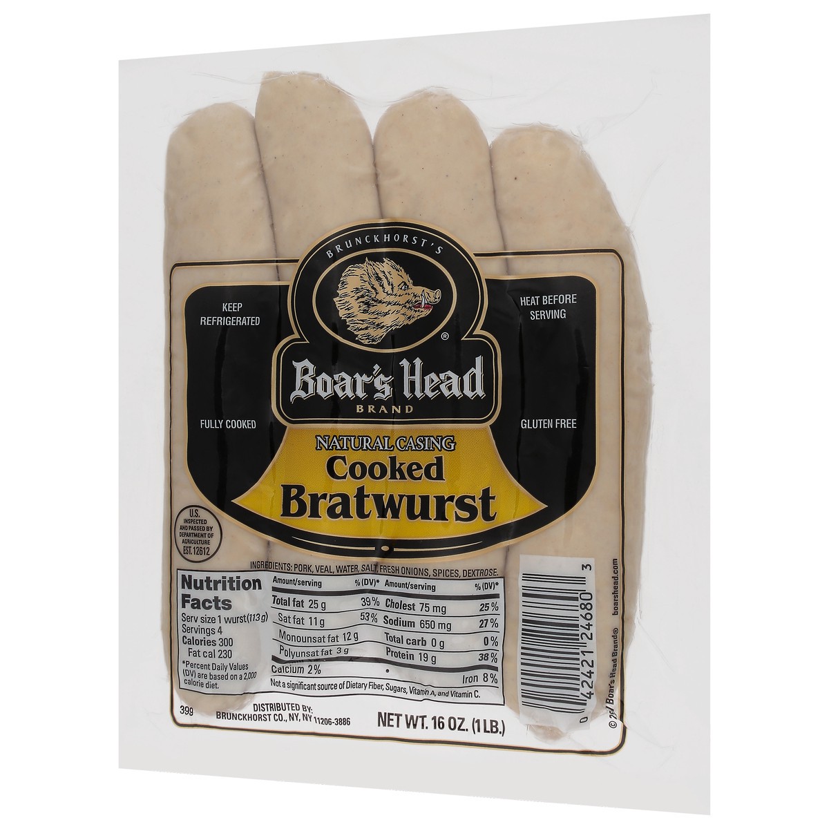 slide 4 of 9, Boar's Head Bratwurst, 16 oz