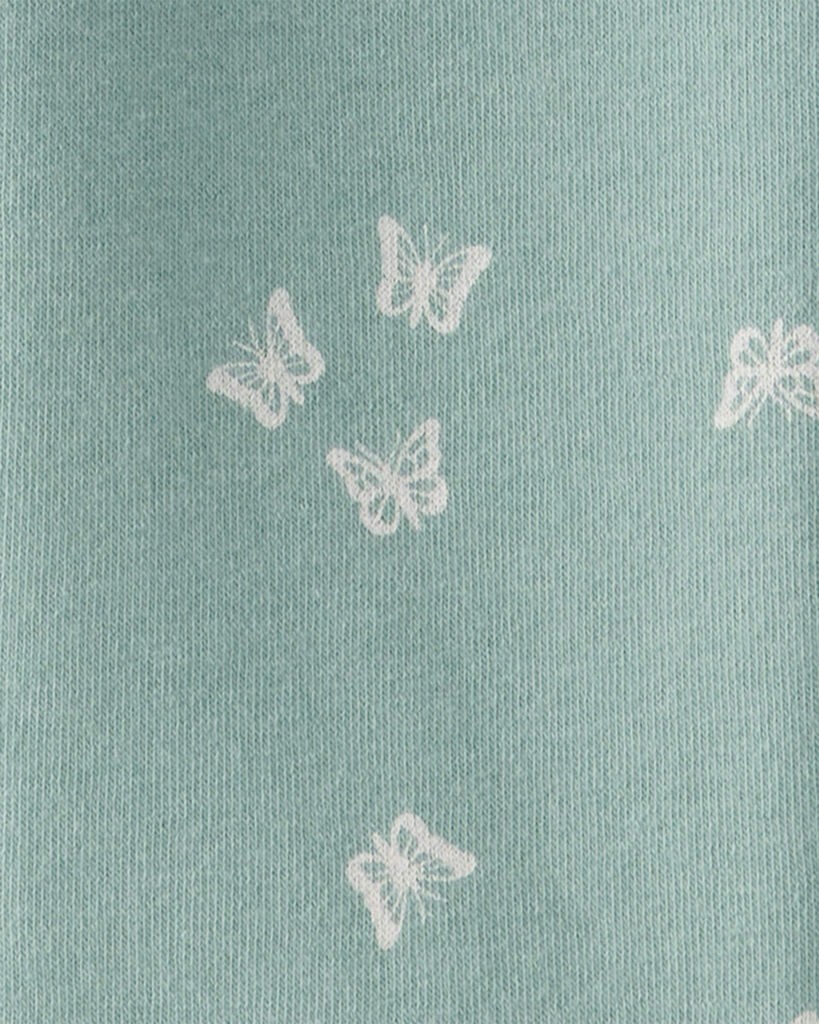 slide 2 of 3, Oshkosh Girls Butterfly Print Fleece Drawstring Joggers - Green Green 7, 1 ct