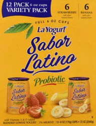 La Yogurt Sabor Latino Lowfat Variety Pack Strawberry & Banana Blended Yogurt - 12 ct