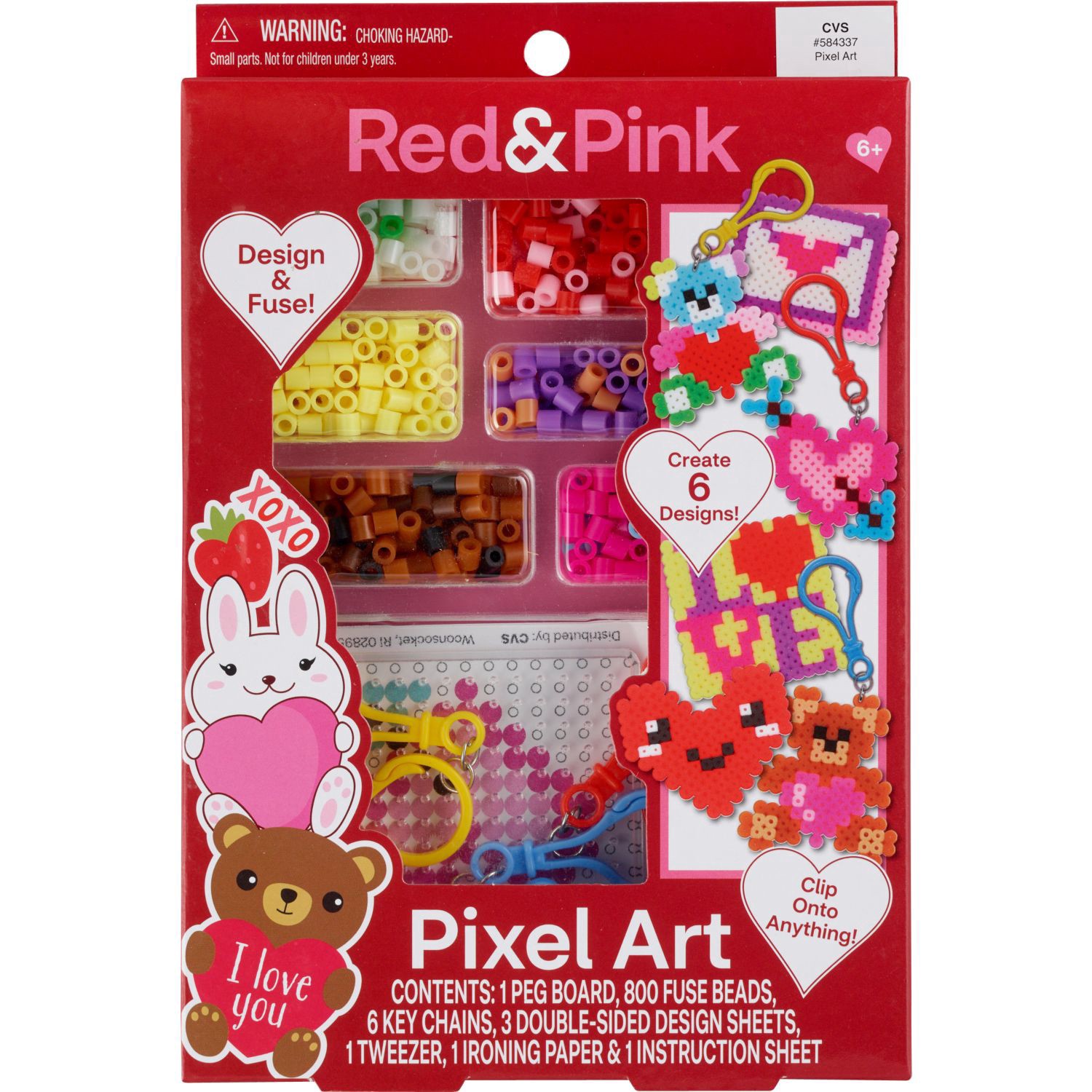 slide 1 of 1, RED AND PINK Pixel Art, 1 ct