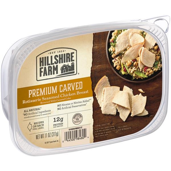 slide 1 of 1, Hillshire Farm Chicken Breast Premium Carved Rotisserie Seasoned, 11 oz