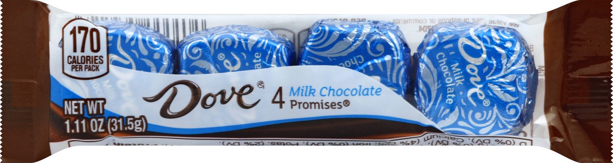 slide 5 of 6, Dove Promises Milk Chocolate Candy Packs, 4 ct; 1.11 oz