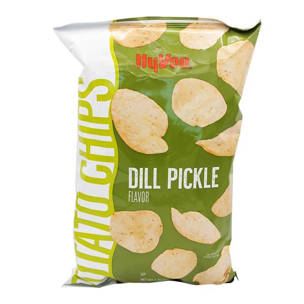 slide 1 of 1, Hy-Vee Dill Pickle Chips, 7.8 oz