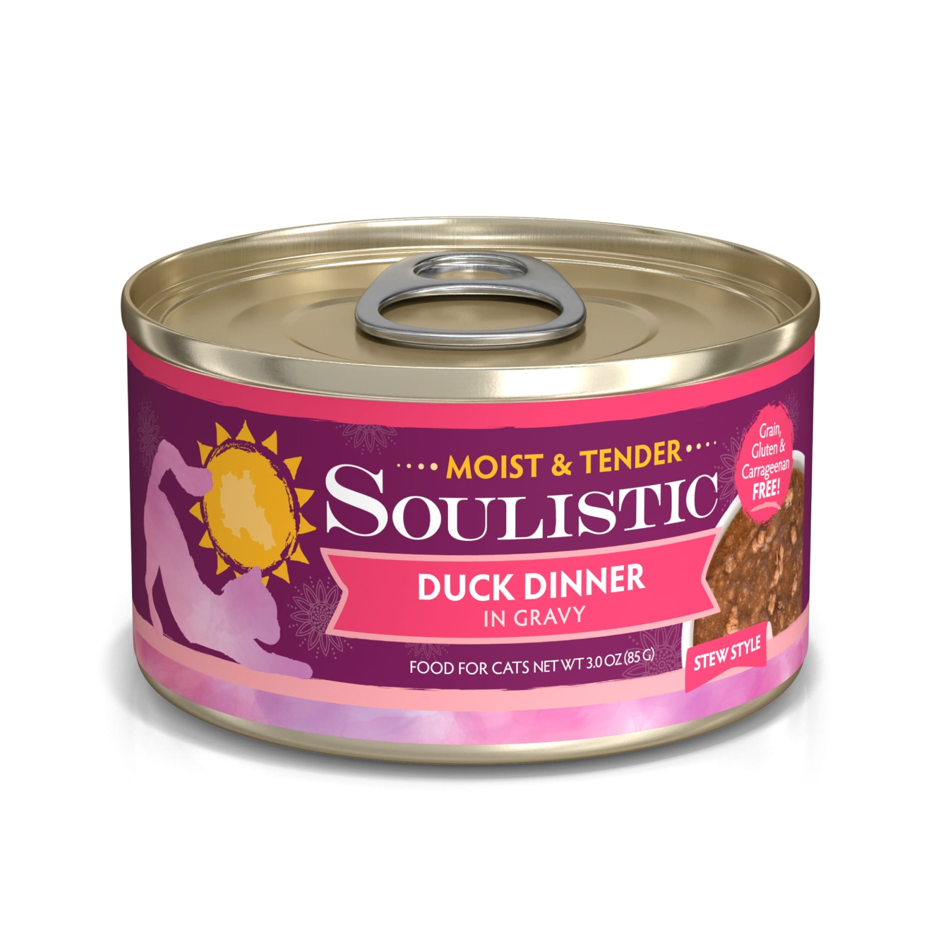 slide 1 of 1, Soulistic Moist & Tender Duck Dinner Adult Canned Cat Food in Gravy, 3 oz