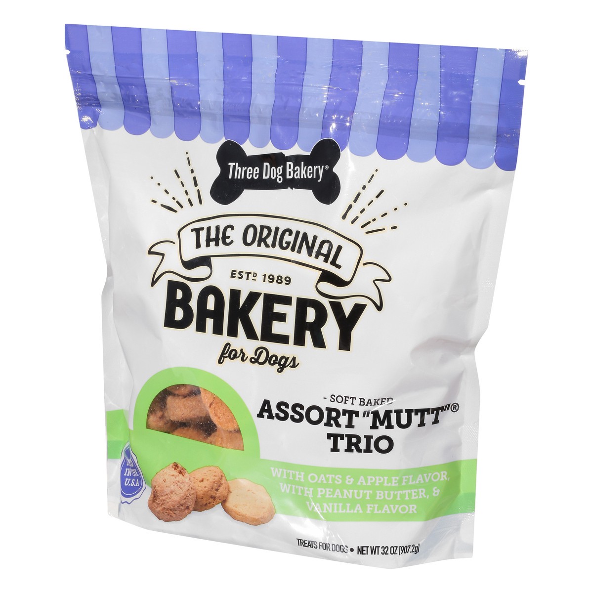 slide 3 of 9, Three Dog Bakery Soft Baked Assort Mutt Trio Treats for Dogs 32 oz, 32 oz