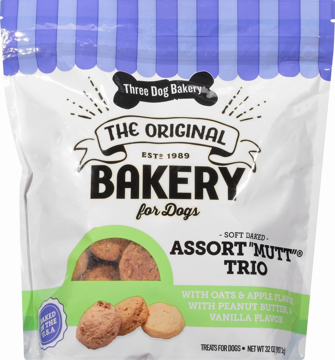 slide 6 of 9, Three Dog Bakery Soft Baked Assort Mutt Trio Treats for Dogs 32 oz, 32 oz