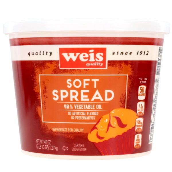 slide 1 of 1, Weis Quality Soft Vegetable Oil Spread, 45 oz