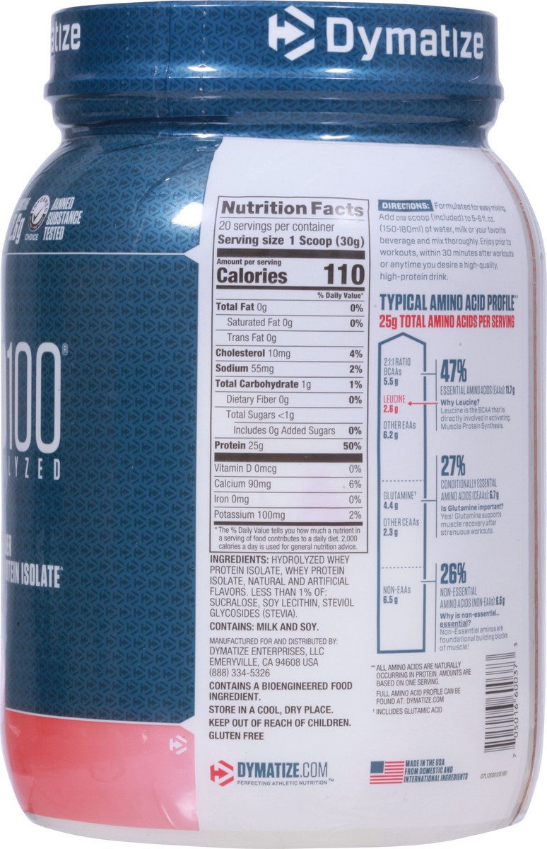 slide 5 of 13, Dymatize ISO100 Hydrolyzed Strawberry Protein Powder 21.1 oz, 21.1 oz