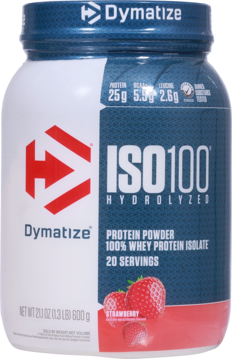 slide 9 of 13, Dymatize ISO100 Hydrolyzed Strawberry Protein Powder 21.1 oz, 21.1 oz