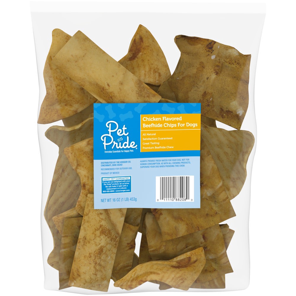 slide 2 of 2, Pet Pride Chicken Flavored Beefhide Chips For Dogs, 16 oz