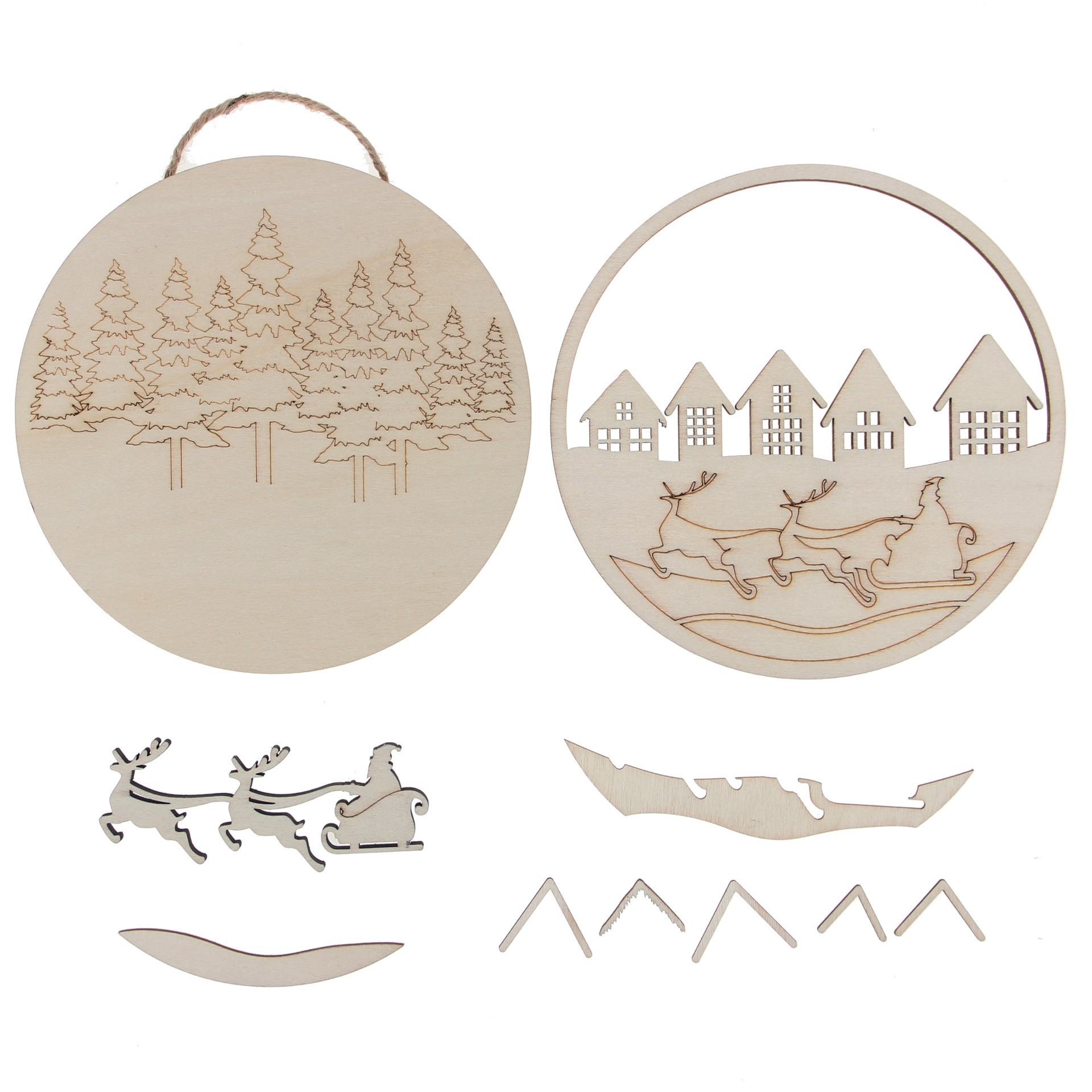 slide 3 of 4, 6" Santa Sled Plaque Diy Wood Decor Kit By Make Market, 6 in x 6 in